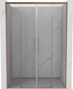 Mexen Rox, posuvné sprchové dvere 140 cm, 8mm číre sklo, medený matný profil, 8C2-140-002-65-00