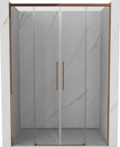 Mexen Rox, posuvné sprchové dvere 140 cm, 8mm číre sklo, ružové zlato profil, 8C2-140-002-60-00