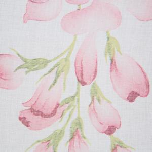 Biela záclona JULIETA s ružovým vzorom 140 x 250 cm