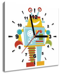 Obraz s hodinami Usmiaty robot Rozmery: 40 x 40 cm
