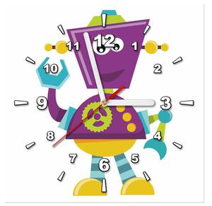 Obraz s hodinami Fialový robot Rozmery: 40 x 40 cm