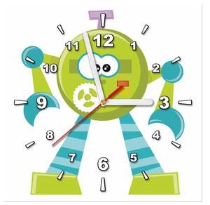 Obraz s hodinami Zvedavý robot Rozmery: 40 x 40 cm