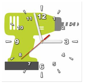 Obraz s hodinami Zelená vŕtačka Rozmery: 40 x 40 cm