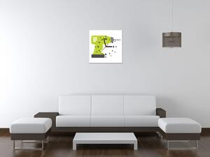 Obraz s hodinami Zelená vŕtačka Rozmery: 40 x 40 cm