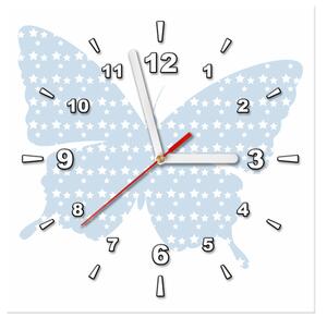 Obraz s hodinami Modrý motýlik Rozmery: 30 x 30 cm