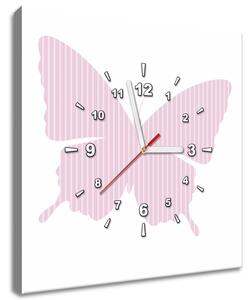 Obraz s hodinami Pásikavý motýlik Rozmery: 30 x 30 cm