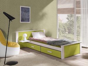 Detská posteľ Almerie, 90x200cm, biela / zelená
