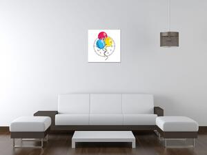 Obraz s hodinami Farebné balóniky Rozmery: 40 x 40 cm