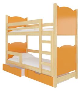 Detská poschodová posteľ BALADA, 180x75, sosna/oranžová