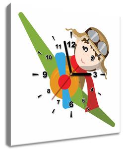 Obraz s hodinami Malý pilot Rozmery: 40 x 40 cm
