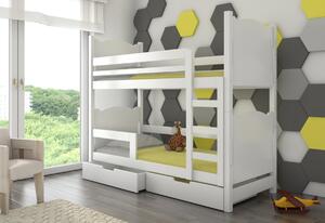 Detská poschodová posteľ BALADA, 180x75, biela/zelená