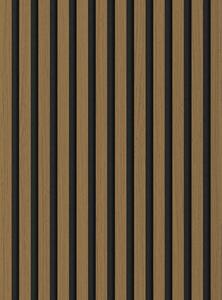 Mexen Lam-F, akustické stenové lamely 275 × 30 cm, plstený podklad 8 mm, technická dyha, teak zlatistý, S105-275307-3015-014