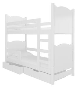 Detská poschodová posteľ BALADA, 180x75, biela