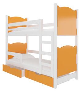 Detská poschodová posteľ BALADA, 180x75, biela/oranžová