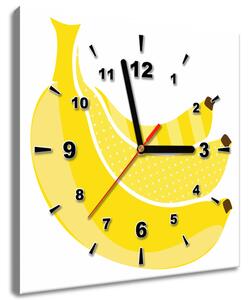 Obraz s hodinami Banány Rozmery: 30 x 30 cm
