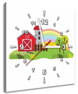 Obraz s hodinami Farma Rozmery: 40 x 40 cm