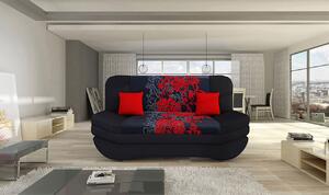 Elegantná pohovka Vista, čierna + červený vzor