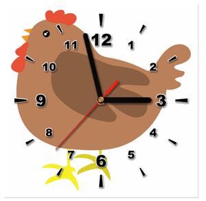 Obraz s hodinami Hnedá sliepočka Rozmery: 30 x 30 cm