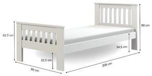 Drevená jednolôžková posteľ 90x200 s roštom Laura - biela