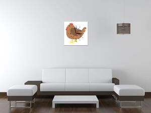 Obraz s hodinami Hnedá sliepočka Rozmery: 40 x 40 cm
