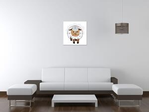Obraz s hodinami Biela ovečka Rozmery: 40 x 40 cm