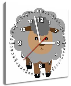 Obraz s hodinami Šedá ovečka Veľkosť: 30 x 30 cm