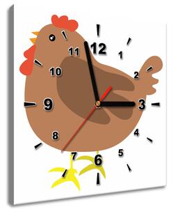 Gario Obraz s hodinami Hnedá sliepočka Veľkosť: 30 x 30 cm