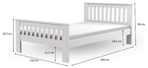 Drevená jednolôžková posteľ 120x200 s roštom Laura - biela