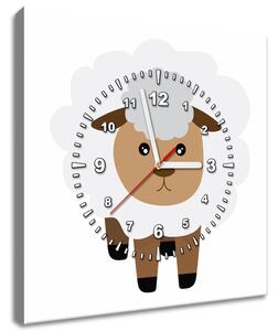 Obraz s hodinami Biela ovečka Rozmery: 40 x 40 cm