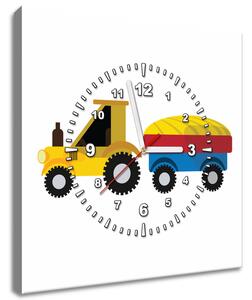 Obraz s hodinami Traktor s vlečkou Rozmery: 40 x 40 cm