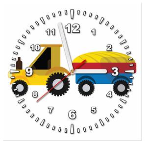 Obraz s hodinami Traktor s vlečkou Rozmery: 40 x 40 cm