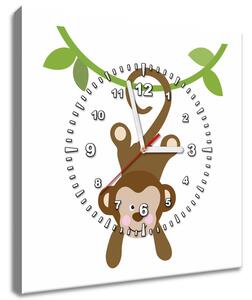 Obraz s hodinami Opička na lane Rozmery: 40 x 40 cm