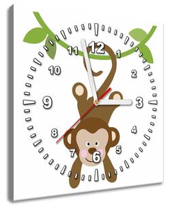 Obraz s hodinami Opička na lane Rozmery: 30 x 30 cm