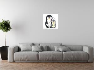 Obraz s hodinami Tučniaci Rozmery: 40 x 40 cm