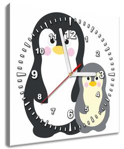 Obraz s hodinami Tučniaci Rozmery: 30 x 30 cm