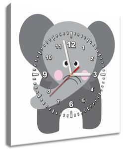 Obraz s hodinami Slon Rozmery: 30 x 30 cm