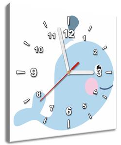 Obraz s hodinami Veľryba Rozmery: 30 x 30 cm
