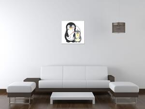 Obraz s hodinami Tučniaci Rozmery: 30 x 30 cm