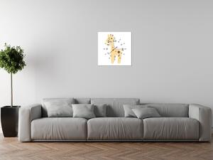 Obraz s hodinami Žirafa Rozmery: 40 x 40 cm