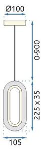 Toolight Toolight, LED krištáľový závesný luster, 7W, 500lm, G113-1CP, zlatá, OSW-09708