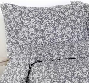Goldea krepové posteľné obliečky - vzor 942 popínavé kvety na tmavo sivom 140 x 200 a 70 x 90 cm