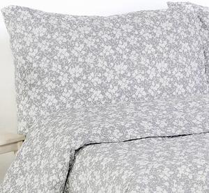 Goldea krepové posteľné obliečky - vzor 941 popínavé kvety na svetlo sivom 140 x 200 a 70 x 90 cm