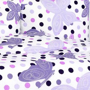 Goldea krepové posteľné obliečky - fialovejú motýle s bodkami 140 x 200 a 70 x 90 cm