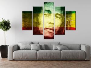 Obraz s hodinami Legendárny Bob Marley - 5 dielny Rozmery: 150 x 105 cm
