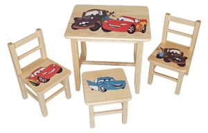 Detský stôl so stoličkami Autá (Výber zo štyroch vzorov)