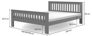DL Drevená manželská posteľ s roštom Laura - sivá Rozmer: 160x200