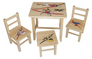 Detský Stôl so stoličkami Lietadlá (stôl + 3 stoličky)