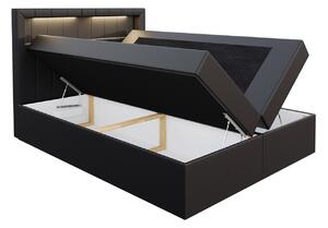 Kontinentálna posteľ Areto 200x200, čierna + LED