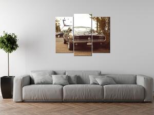 Obraz s hodinami Ford Mustang, 55laney69 - 3 dielny Rozmery: 90 x 30 cm