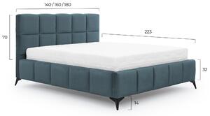 Drevko Manželská posteľ Mist čalúnená - Mat Velvet 100 - 140 x 200 cm, Modrá